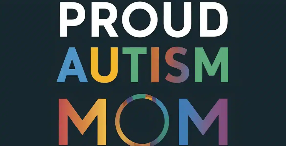 proud autism mom text with a black background